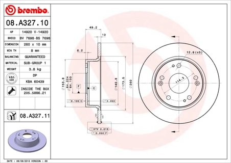 Disc frana Brembo 08.A327.11