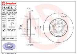 DISC FRANA BREMBO 08.A332.11 - Compatibil cu AUDI, AUDI (FAW), SEAT