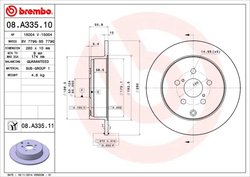 DISC FRANA BREMBO 08.A335.11 - Compatibil cu TOYOTA