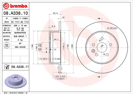 Disc frana Brembo 08.A338.11