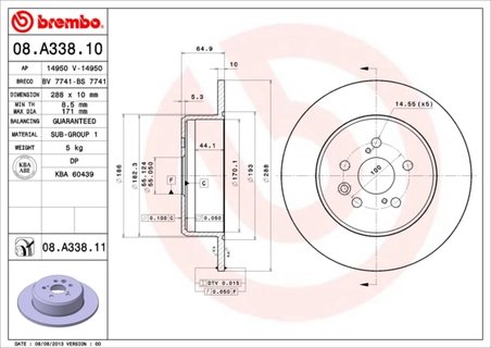 Disc frana Brembo 08.A338.11
