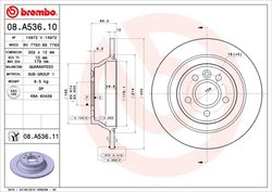 DISC FRANA BREMBO 08.A536.11 - Compatibil cu VOLVO, VOLVO (CHANGAN)