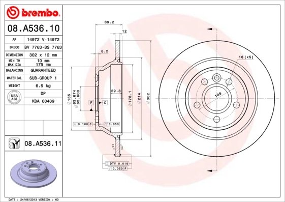 Disc frana Brembo 08.A536.11