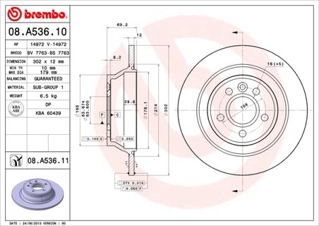 Disc frana Brembo 08.A536.11