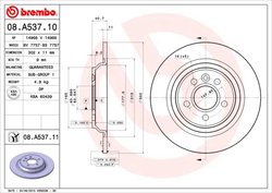 DISC FRANA BREMBO 08.A537.11 - Compatibil cu VOLVO, VOLVO (CHANGAN), VOLVO ASIA