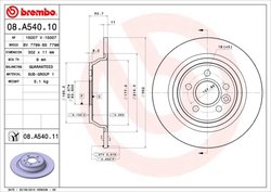 DISC FRANA BREMBO 08.A540.11 - Compatibil cu FORD, FORD (CHANGAN), LAND ROVER, LAND ROVER (CHERY)