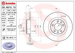 DISC FRANA BREMBO 08.A615.11 - Compatibil cu PEUGEOT, PEUGEOT (DF-PSA)