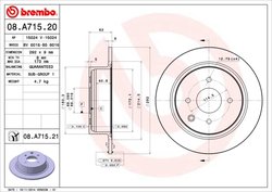 DISC FRANA BREMBO 08.A715.21 - Compatibil cu NISSAN, NISSAN (DFAC)