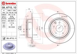 DISC FRANA BREMBO 08.A715.11 - Compatibil cu FENGSHEN, INFINITI, NISSAN, NISSAN (DFAC), RENAULT (DFAC)