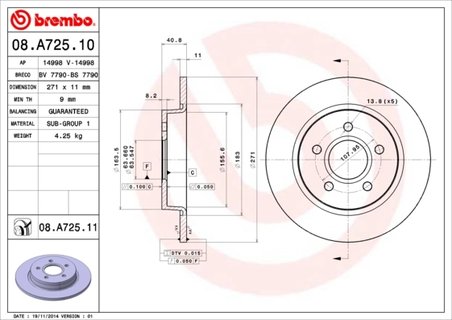 Disc frana Brembo 08.A725.10