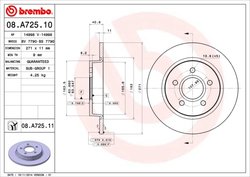 DISC FRANA BREMBO 08.A725.11 - Compatibil cu FORD, FORD (CHANGAN), FORD ASIA & OCEANIA, FORD AUSTRALIA