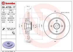 DISC FRANA BREMBO 08.A729.17 - Compatibil cu CITROEN, DS, DS (CAPSA), PEUGEOT, PEUGEOT (DF-PSA)