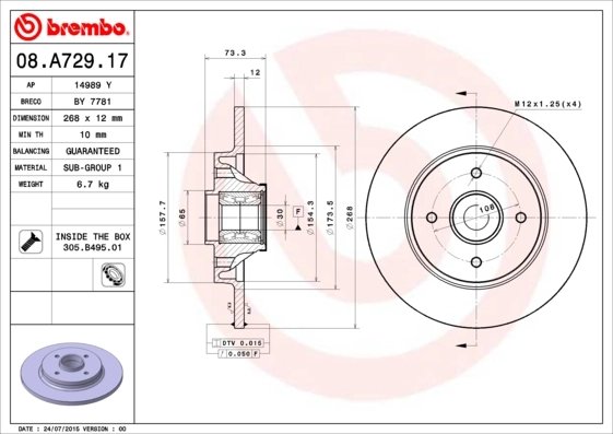 Disc frana Brembo 08.A729.17
