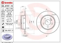 DISC FRANA BREMBO 08.A737.11 - Compatibil cu MERCEDES-BENZ, MERCEDES-BENZ (BBDC)