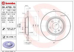 DISC FRANA BREMBO 08.A759.11 - Compatibil cu AUDI, AUDI (FAW), VW (SVW)