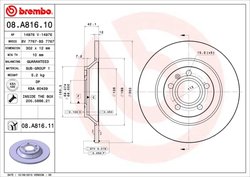 DISC FRANA BREMBO 08.A816.11 - Compatibil cu AUDI