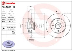 DISC FRANA BREMBO 08.A858.17 - Compatibil cu CITROEN, DS, PEUGEOT