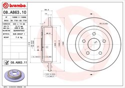 DISC FRANA BREMBO 08.A863.11 - Compatibil cu JEEP