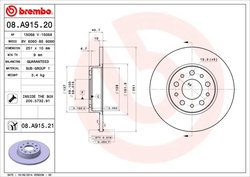 DISC FRANA BREMBO 08.A915.21 - Compatibil cu FIAT