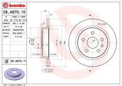 DISC FRANA BREMBO 08.A970.11 - Compatibil cu BUICK (SGM), CHEVROLET, CHEVROLET (SGM), OPEL, SAAB, VAUXHALL