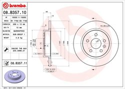 DISC FRANA BREMBO 08.B357.11 - Compatibil cu BUICK (SGM), CHEVROLET, CHEVROLET (SGM), OPEL, VAUXHALL