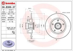 DISC FRANA BREMBO 08.B369.37 - Compatibil cu RENAULT