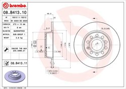 DISC FRANA BREMBO 08.B413.11 - Compatibil cu AUDI, AUDI (FAW), CUPRA, JETTA, SEAT, SKODA, SKODA (SVW), VW, VW (FAW), VW (SVW)