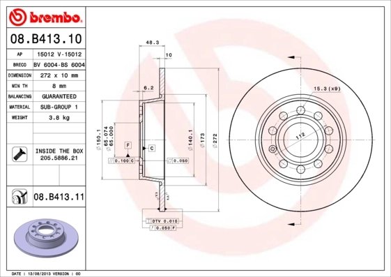 Disc frana Brembo 08.B413.11