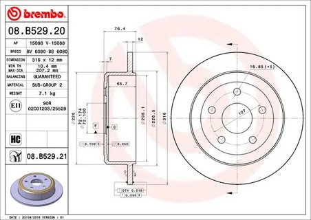 DISC FRANA BREMBO 08.B529.21 - Compatibil cu JEEP