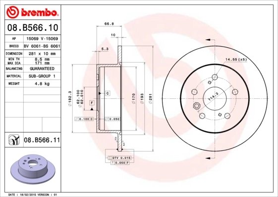 Disc frana Brembo 08.B566.11