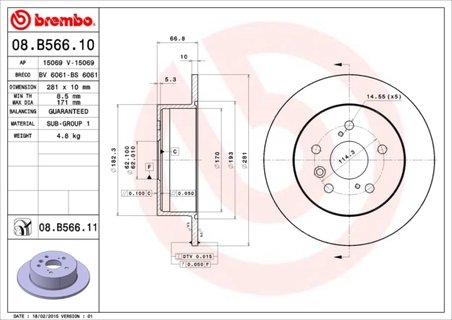 Disc frana Brembo 08.B566.11