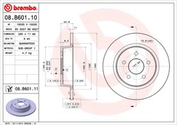 DISC FRANA BREMBO 08.B601.11 - Compatibil cu FORD, FORD (CHANGAN)