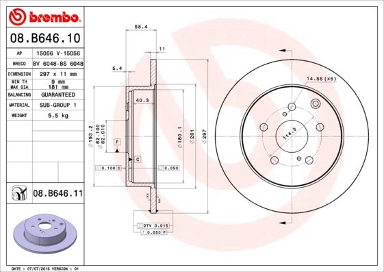 Disc frana Brembo 08.B646.11