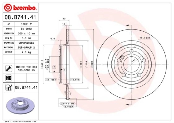 DISC FRANA BREMBO 08.B741.41 - Compatibil cu MERCEDES-BENZ