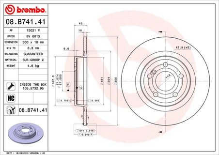 DISC FRANA BREMBO 08.B741.41 - Compatibil cu MERCEDES-BENZ