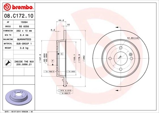 Disc frana Brembo 08.C172.10