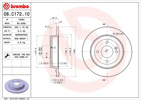Disc frana Brembo 08.C172.10