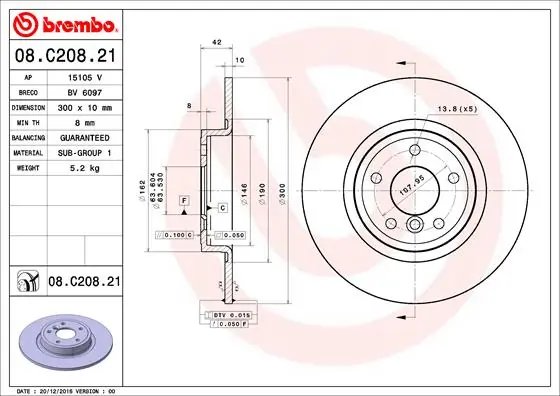 DISC FRANA BREMBO 08.C208.21 - Compatibil cu JAGUAR