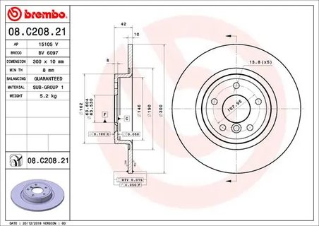 DISC FRANA BREMBO 08.C208.21 - Compatibil cu JAGUAR
