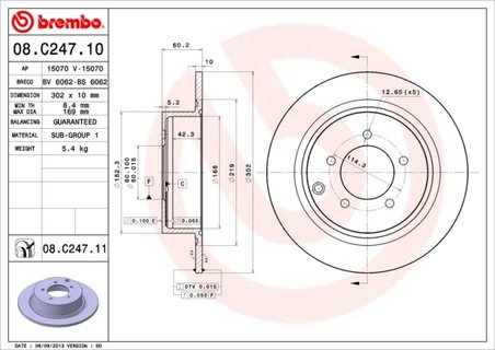 DISC FRANA BREMBO 08.C247.11 - Compatibil cu CHRYSLER, CHRYSLER (BBDC), CITROEN, DODGE, JEEP, LANCIA, MITSUBISHI, MITSUBISHI (BJ