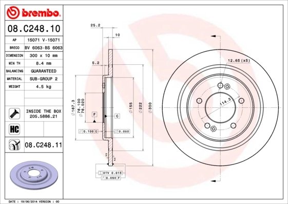 DISC FRANA BREMBO 08.C248.11 - Compatibil cu HYUNDAI