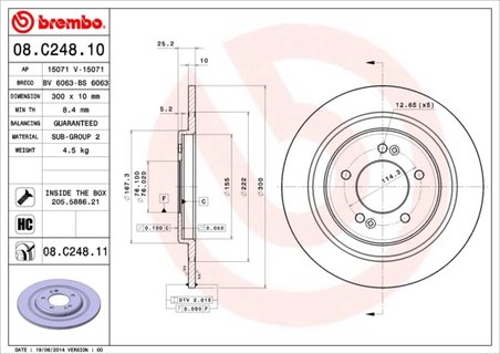 DISC FRANA BREMBO 08.C248.11 - Compatibil cu HYUNDAI