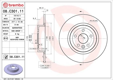 Disc frana Brembo 08.C301.11
