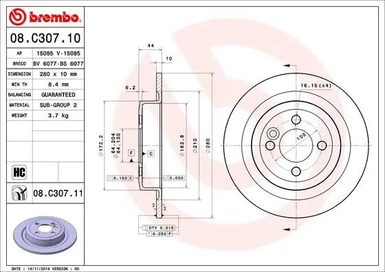Disc frana Brembo 08.C307.11