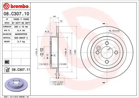 Disc frana Brembo 08.C307.11