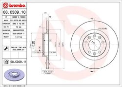 DISC FRANA BREMBO 08.C309.11 - Compatibil cu CITROEN, CITROEN (DF-PSA), DS, OPEL, PEUGEOT, PEUGEOT (DF-PSA), TOYOTA, VAUXHALL
