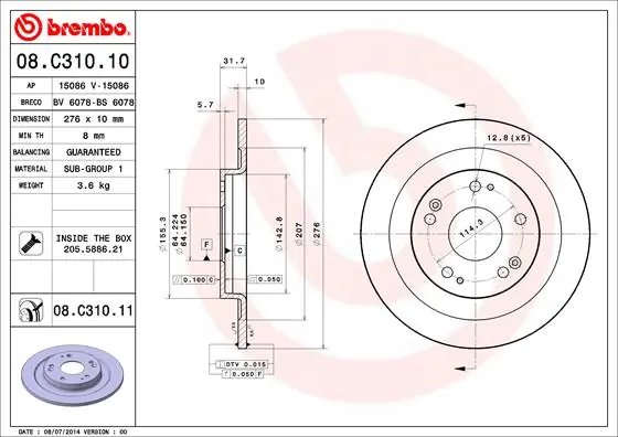 DISC FRANA BREMBO 08.C310.11 - Compatibil cu HONDA