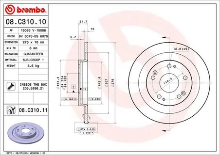 DISC FRANA BREMBO 08.C310.11 - Compatibil cu HONDA