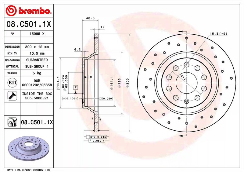 Disc frana Brembo 08.C501.1X