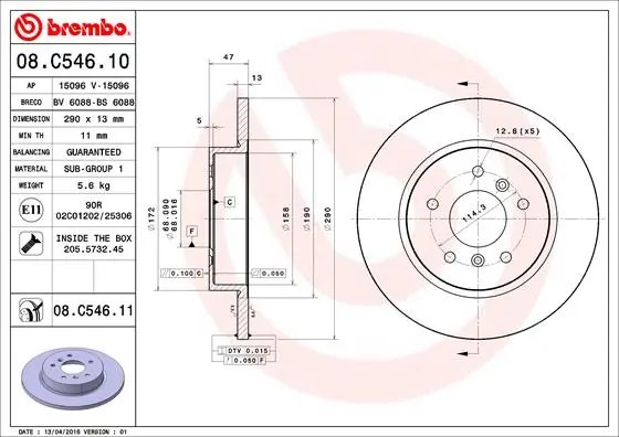 DISC FRANA BREMBO 08.C546.11 - Compatibil cu NISSAN, RENAULT